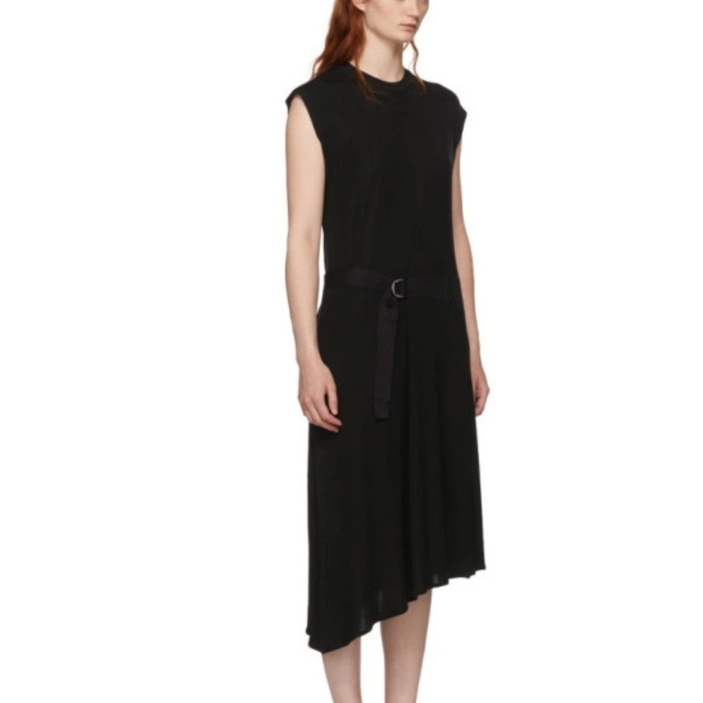 Rag & Bone $378 Ophelia Dress M Black Excellent Belted Asymmetric Lyocell Silk